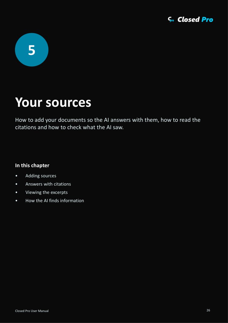 A page of the manual: answers with citations